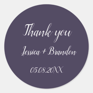Purple Simple Elegant Minimalist Wedding  Classic Round Sticker
