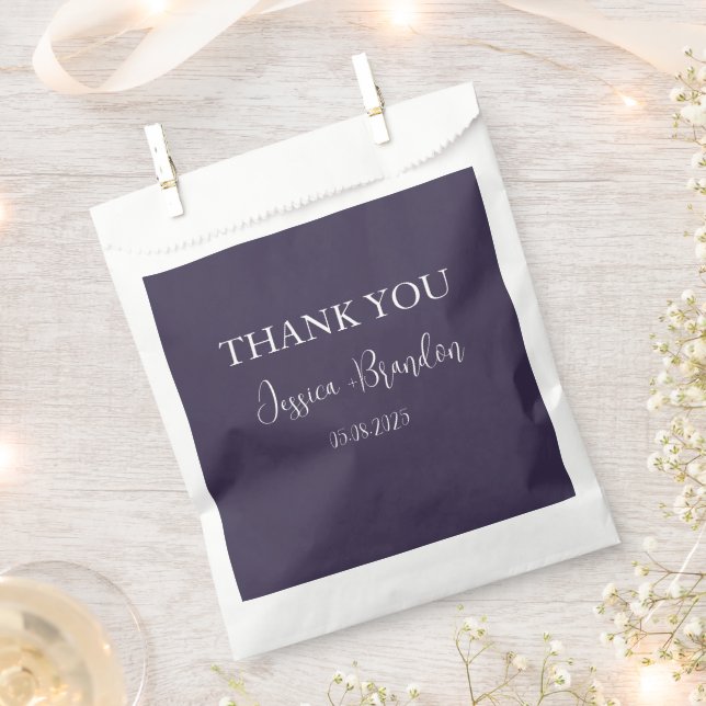 Purple Simple Elegant Minimalist Wedding  Favour Bags (Clipped)