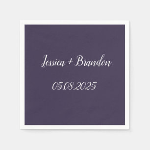 Purple Simple Elegant Minimalist Wedding Napkin