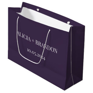 Purple Simple Elegant Modern Wedding Large Gift Bag