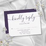 Purple Simple Elegant Script Wedding RSVP Card<br><div class="desc">A simple elegant purple signature script RSVP card with your details set in chic typography. Designed by Thisisnotme©</div>