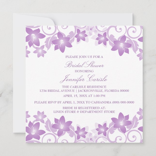 Purple Simple Floral Bridal Shower Invite (Front)