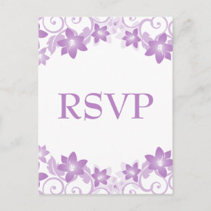 Purple Simple Floral RSVP Postcard