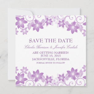 Purple Simple Floral Save the Date Invite