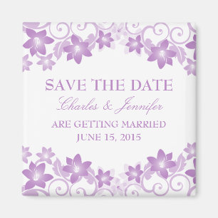 Purple Simple Floral Save the Date Magnet