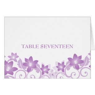 Purple Simple Floral Table Number Card