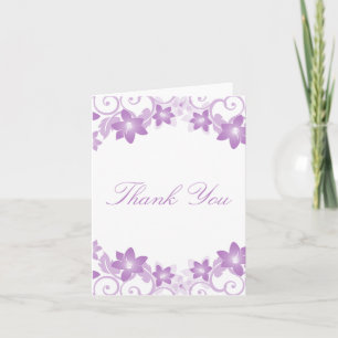 Purple Simple Floral Thank You Card