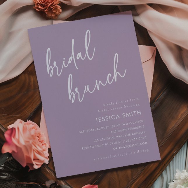 Purple Simple Modern Bridal Brunch Invitation (Creator Uploaded)