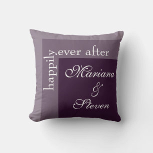 Purple Simple Modern Chic Script Wedding Cushion