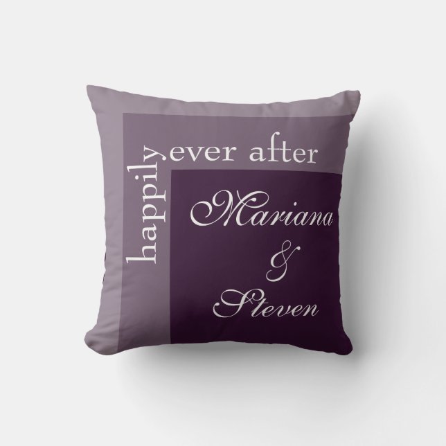 Purple Simple Modern Chic Script Wedding Cushion (Front)