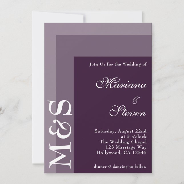 Purple Simple Modern Chic Script Wedding Invitatio Invitation (Front)
