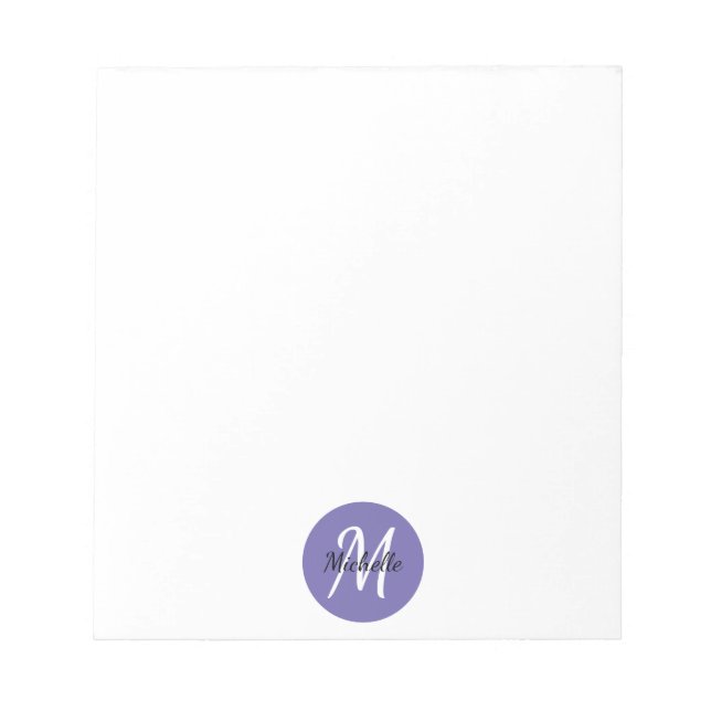 Purple Simple Monogrammed Notepad (Front)