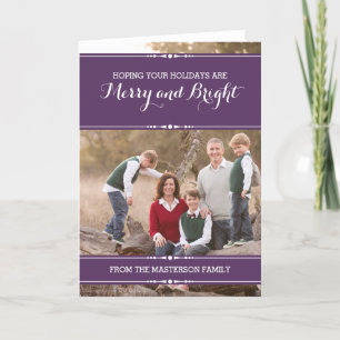 Purple Simply Chic Holiday Photo Card