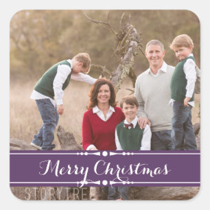 Purple Simply Chic Holiday Photo Stickers