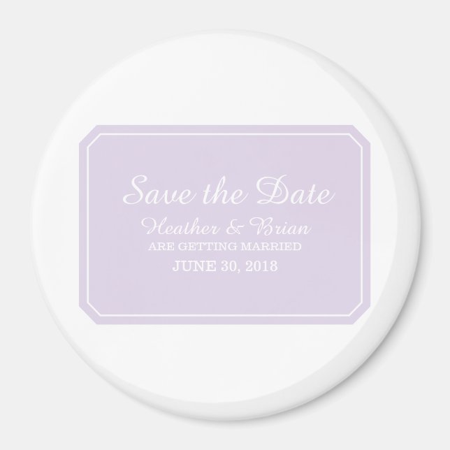 Purple Simply Elegant Save the Date Magnet (Front)