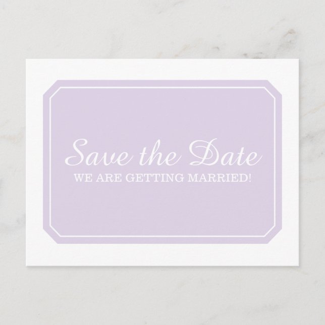 Purple Simply Elegant Save the Date Postcard (Front)