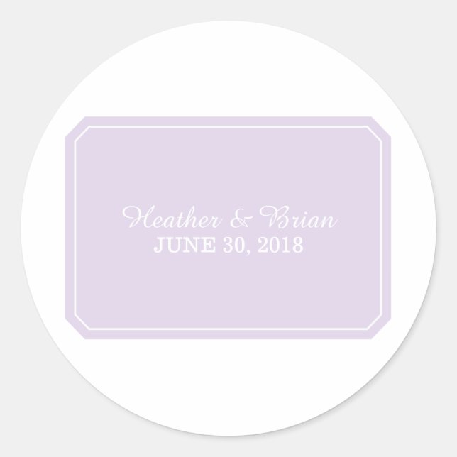 Purple Simply Elegant Wedding Stickers (Front)