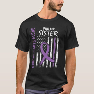 Purple Sister Alzheimers Awareness Flag Dementia F T-Shirt