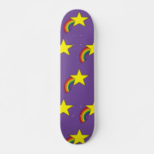 Purple Skate Deck With Rainbows and Yellow Stars