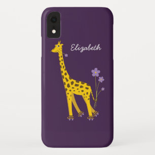 Purple Skating Funny Cartoon Giraffe Personalised Case-Mate iPhone Case