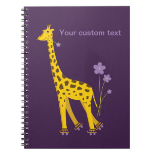 Purple Skating Funny Giraffe Personalised Spiral Notebook