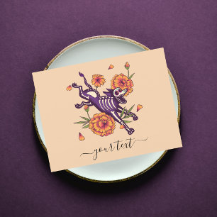 Purple Skeleton Dog Dia de los Muertos Postcard