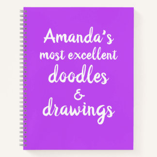 Purple Sketchbook Doodle and Drawings Personalised Notebook