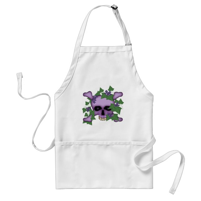 Purple Skull and Flowers Standard Apron (Front)