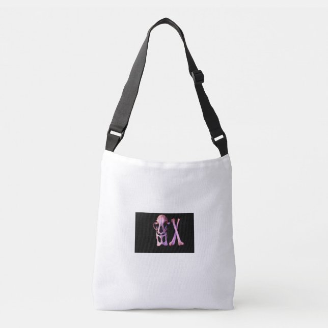 Purple Skull & Bones on Black Background  Crossbody Bag (Front)