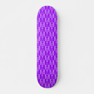 Purple Skull & Crossbones Chequered Skateboard
