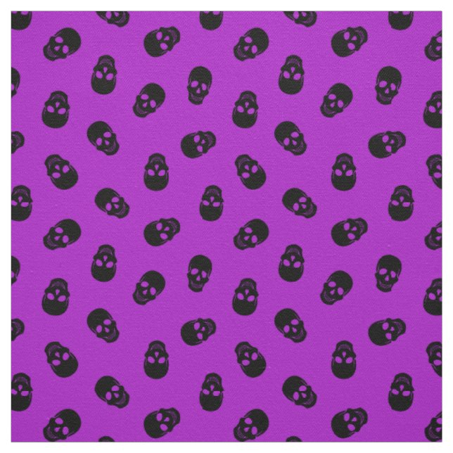 Purple Skull Happy Halloween Modern Fabric (Swatch)