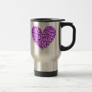Purple Skull Heart Travel Mug