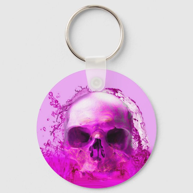 Purple Skull in Water Key Ring (Front)