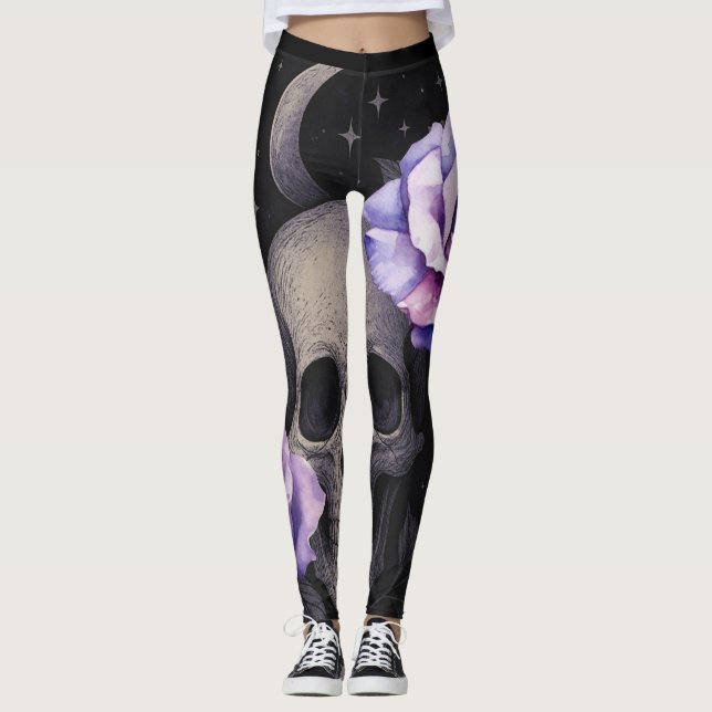 PURPLE SKULL LEGGINGS (Front)