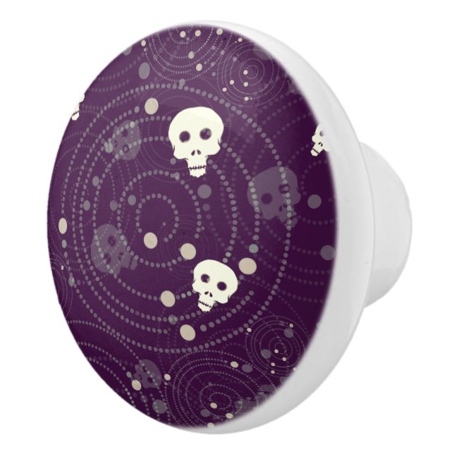 Purple skull silhouette pattern ceramic knob (Right)