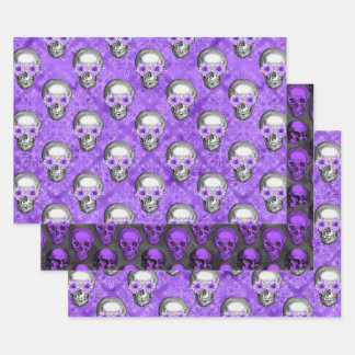 Purple Skulls and Sunflower Series Design 12  Wrapping Paper Sheet