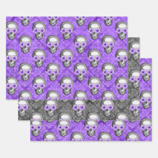 Purple Skulls and Sunflower Series Design 12 Wrapping Paper Sheet