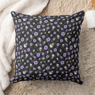 Purple Skulls and Sunflower Series Design 9  Cushion