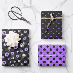 Purple Skulls and Sunflower Series Design 9  Wrapping Paper Sheet