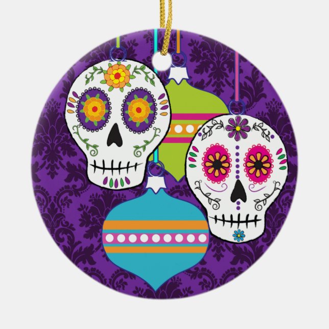Purple Skulls Ornament (Front)