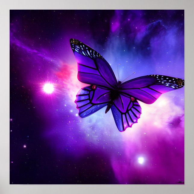 Purple Sky Butterfly Poster (Front)