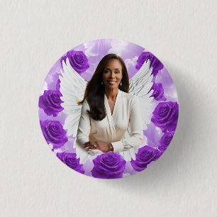 Purple Sky Funeral Memorial Button Rose Angel Wing