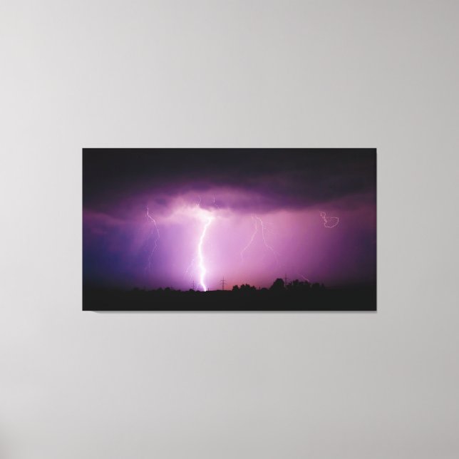Purple Sky Lightning Storm Canvas Print (Front)