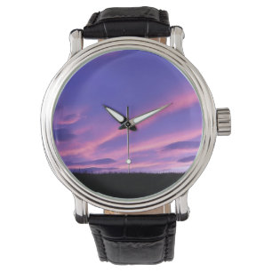Purple Sky Sunset Vibrant Twilight Landscape Art Watch