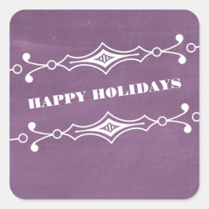 Purple Slanted Chalkboard Holiday Stickers