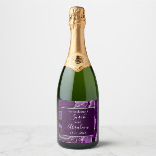 Purple Sliver Agate Wedding Sparkling Wine Wine Bo Label