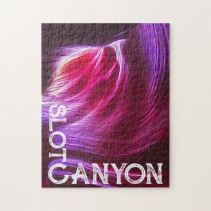 Purple Slot Canyon White Text or Your Photo & Text Jigsaw Puzzle