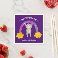 Purple Sloth Boho Rainbow Birthday Cute Kawaii Fun