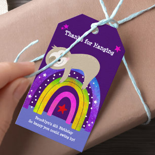Purple Sloth Boho Rainbow Cute Modern Birthday Gift Tags