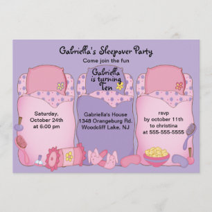 Purple Slumber Birthday Party Invitation
